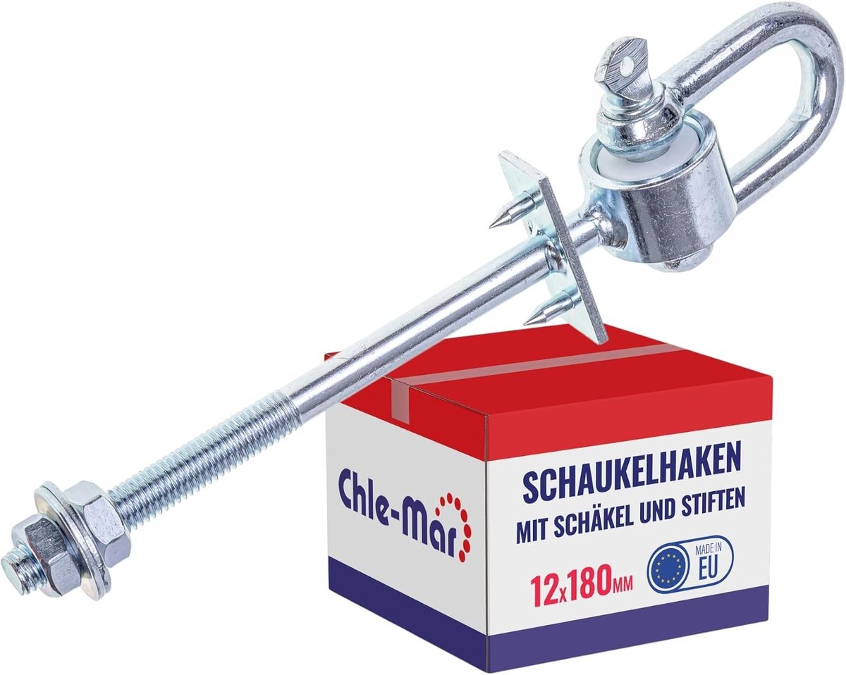 SnelShoppen - 2x Schommelhaken met geïntegreerde harpsluiting Ø12 mm | Stevige schommelsteun voor houten balken, bevestigingshaak voor kinderschommel