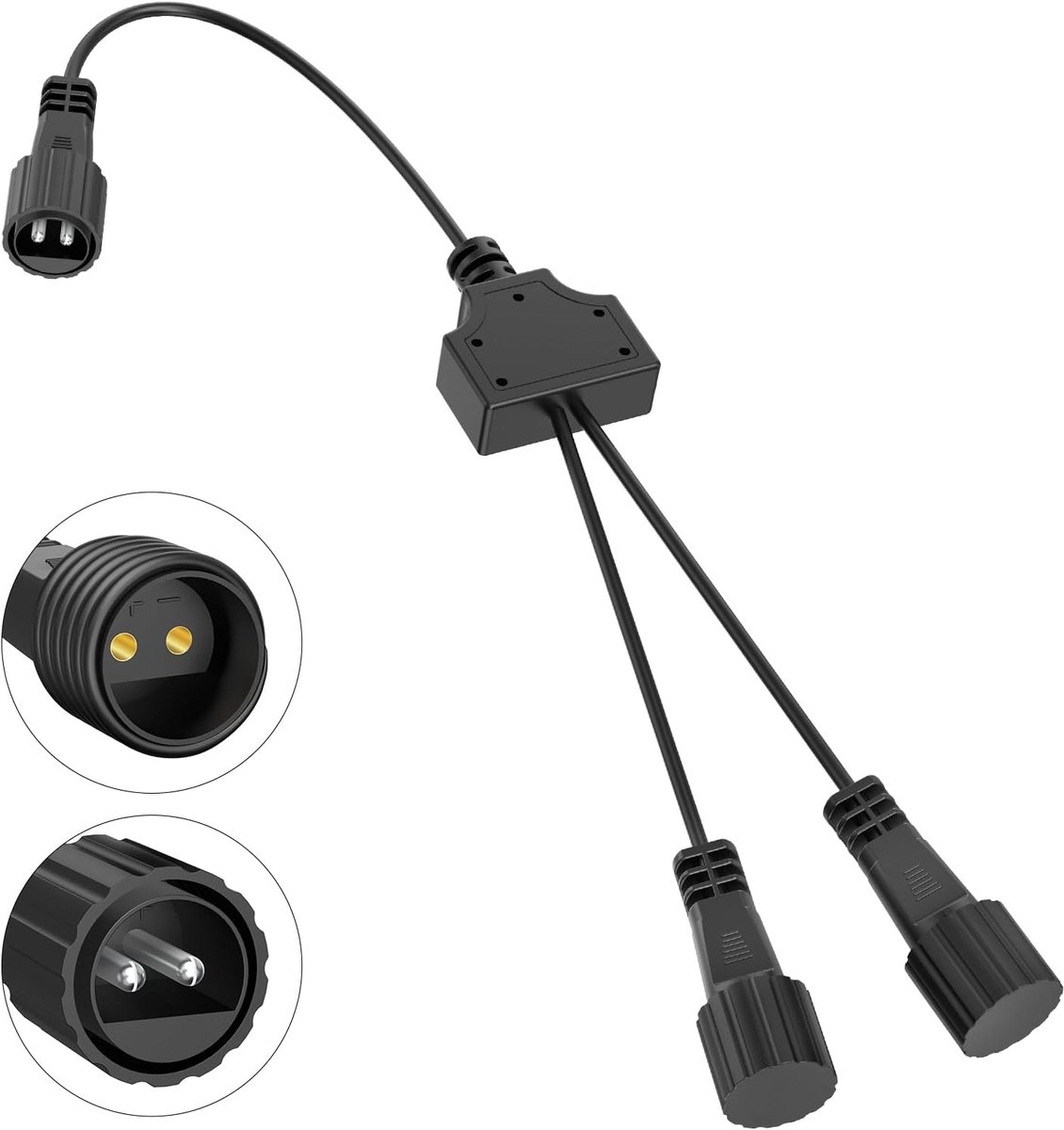 SnelShoppen - Fairy Lights Splitter 2-Pin Verlengkabel, Y-verdeler, IP65 Waterdicht, Voor Kerstverlichting Buiten, G40 Globe Lichten, Tuin, Feest, Bui