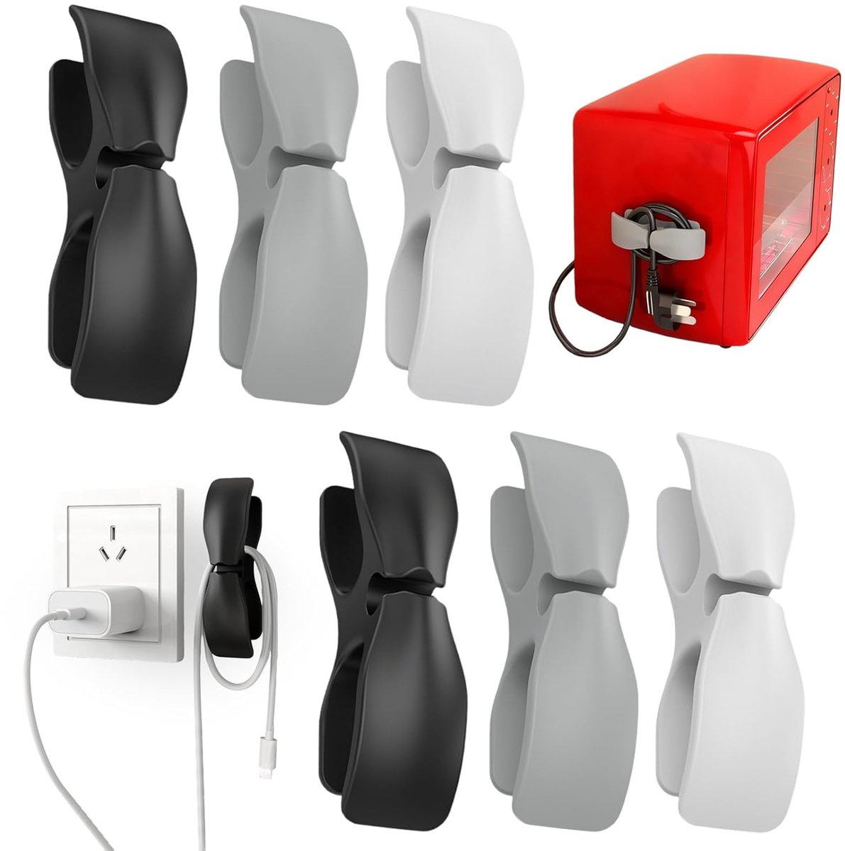 SnelShoppen - Kabel Organizer Voor Apparaten, 6 Stuks, Zelfklevende Kabel Clips, Kabel Houder, Kabel Gids, Kabel Inkorter Voor Keukenapparaten, Mixers