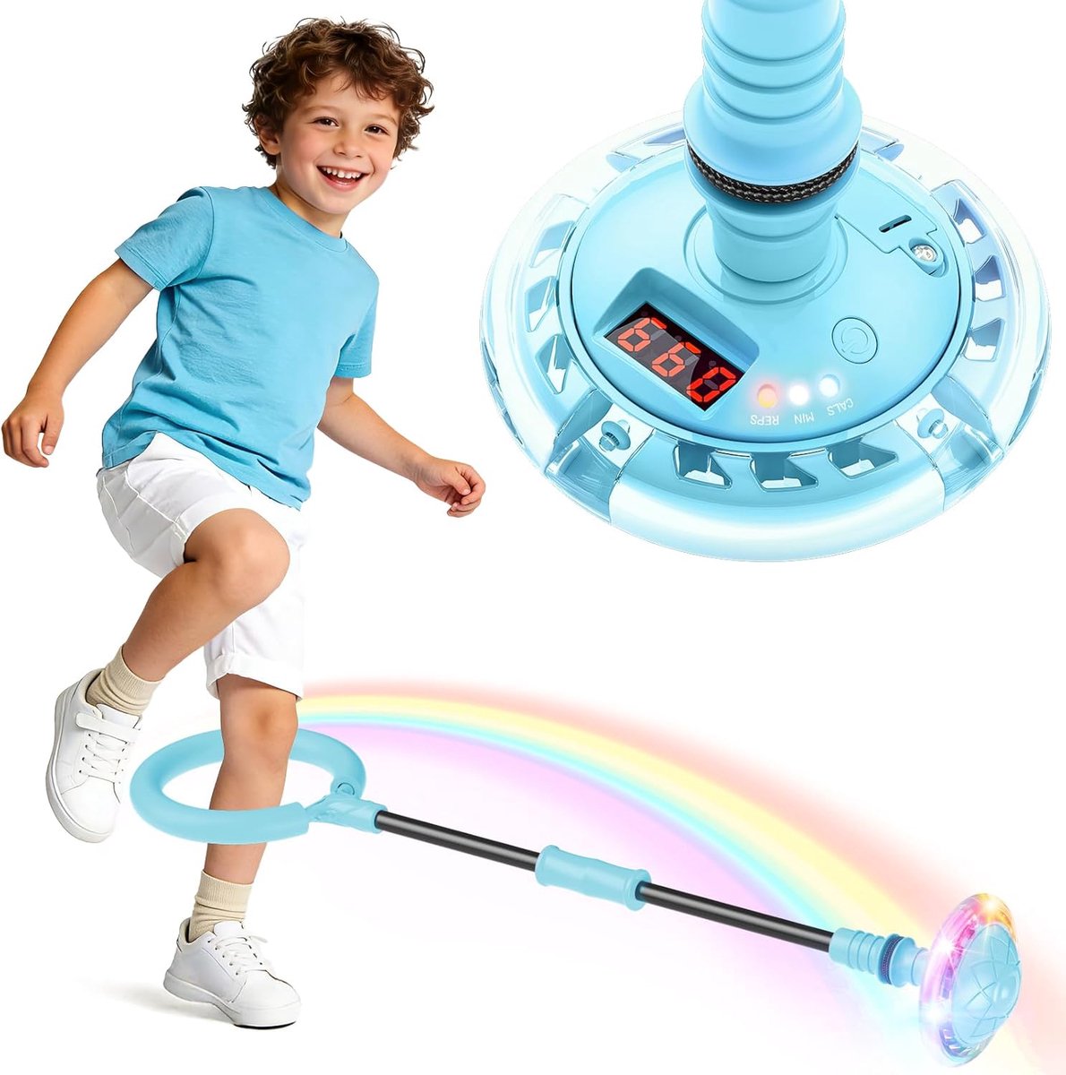 SnelShoppen - Springring Voetbal voor Kinderen met Teller, Timer, Calorieënteller, Batterij Aangedreven Speelgoed voor Meisjes en Jongens van 6-12 Jaa