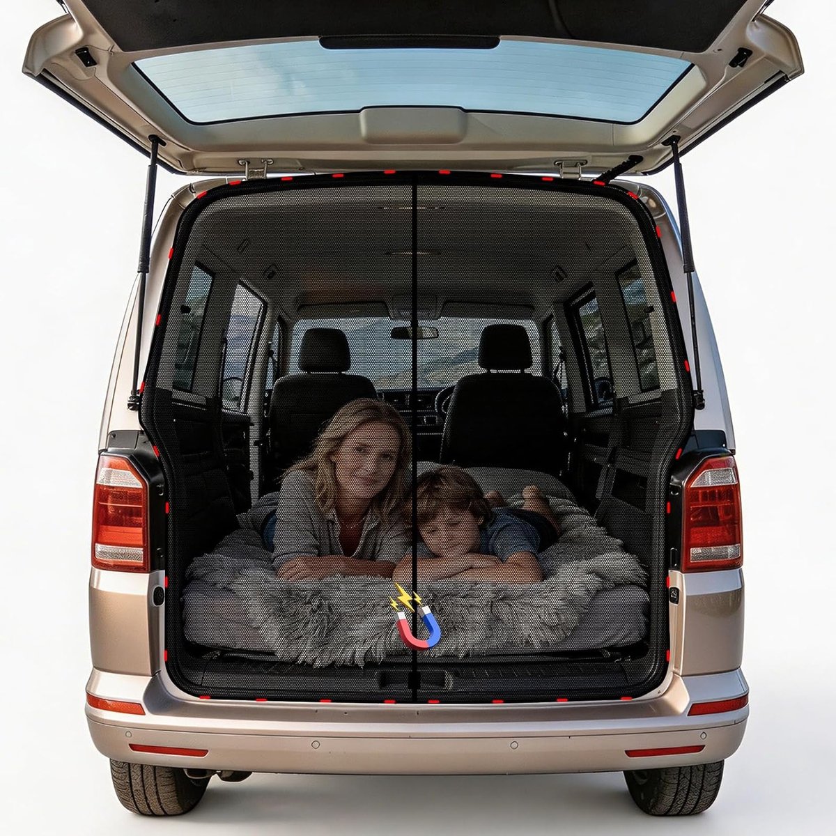 Muggennet met Magneten voor VW T5 T6 - Insectenbescherming, Zonwering en Campingaccessoire voor Achterdeur
