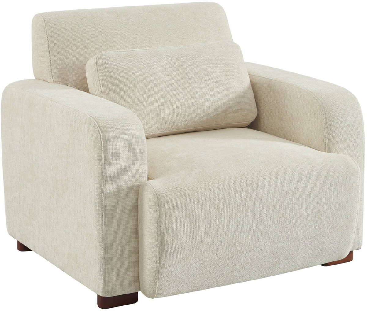 sweeek - Fauteuil van stof met rubberhouten poten 1 zitplaats - dany