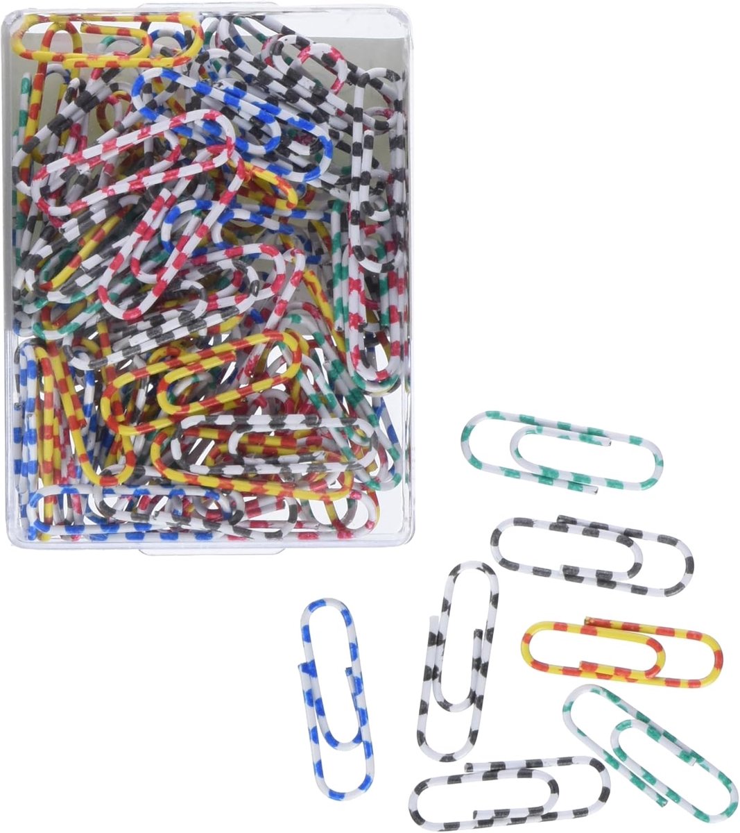 SnelShoppen - Paperclips 28 mm gekleurd gestreept, 100 stuks, plastic gecoat, ideaal voor kantoor, school, feest en creatief gebruik
