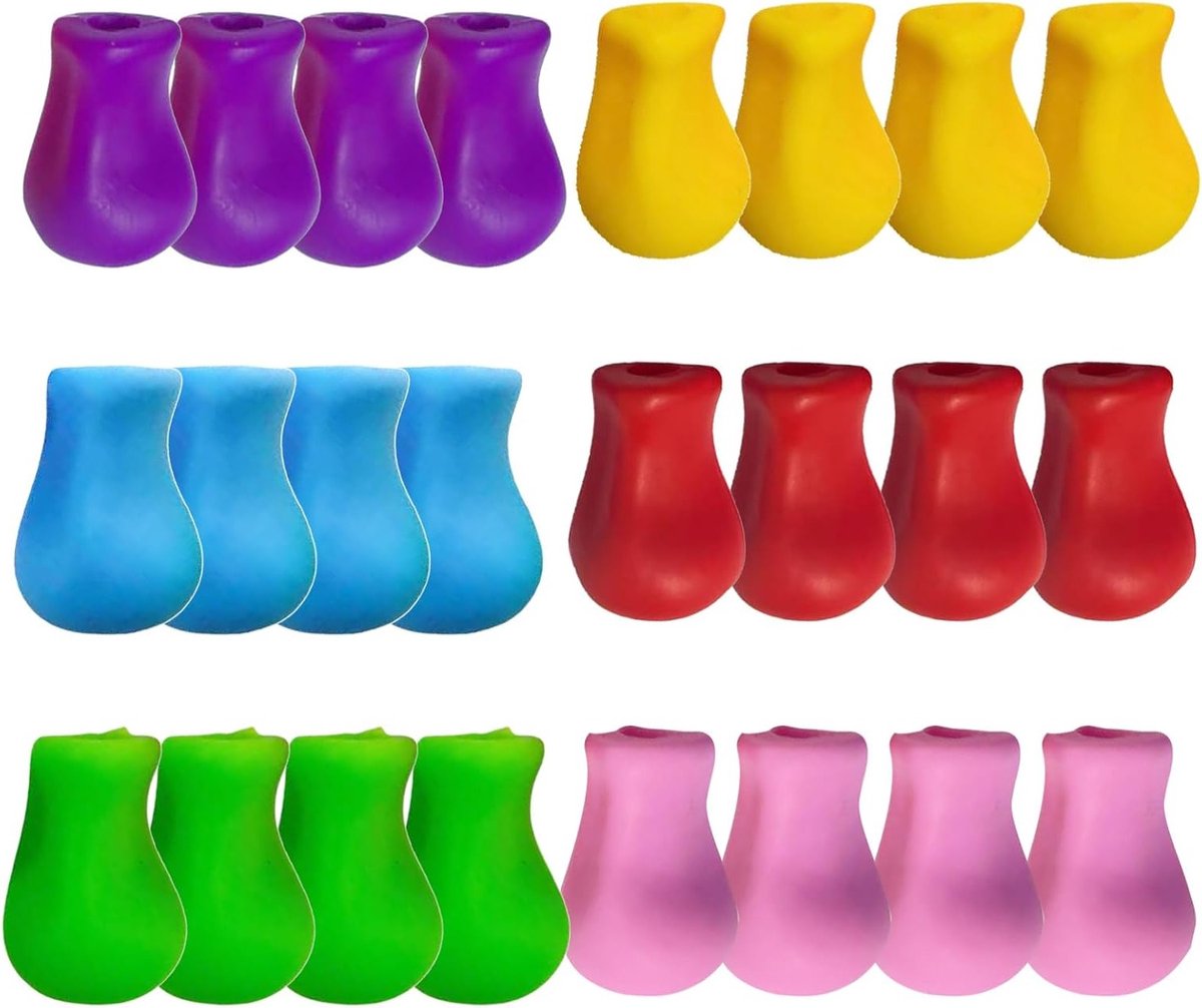 Ergonomische Potloodhandvatten voor Links- en Rechtshandigen - 24 Stuks, Silicone Grip, Verbeterde Schrijfhouding, Geschikt voor Kleuters