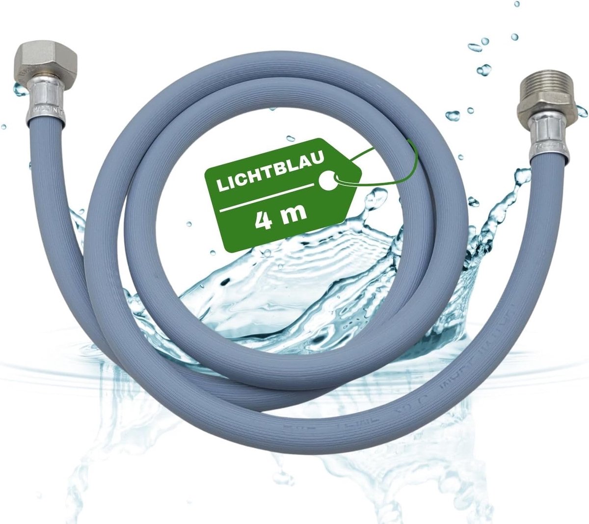SnelShoppen - Lichtblau Metal Wire Verlengslang Waterinlaat Slang Afwasmachine Wasmachine Aansluiting I 3/4 Inch I Universele Waterinlaat Slang 4m