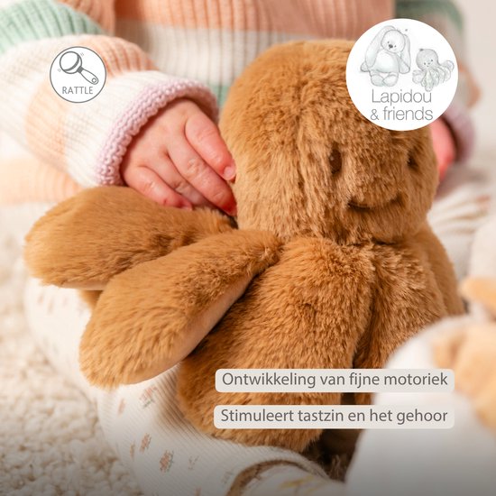 Nattou Lapidou Doudou Knuffel Octopus Rammelaar - 25 cm - Warm beige van Nattou — afbeelding 3
