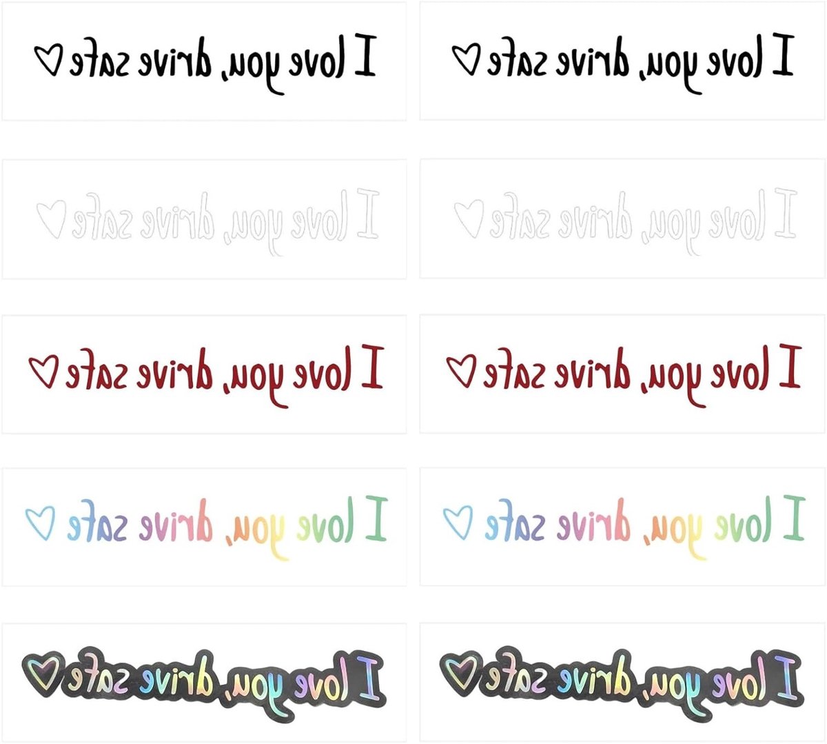 Hartvormige Achteruitkijkspiegel Stickers - Veilig Rijden en Liefdevolle Boodschap voor Auto-interieur, Perfecte Cadeaus voor Bestuurders