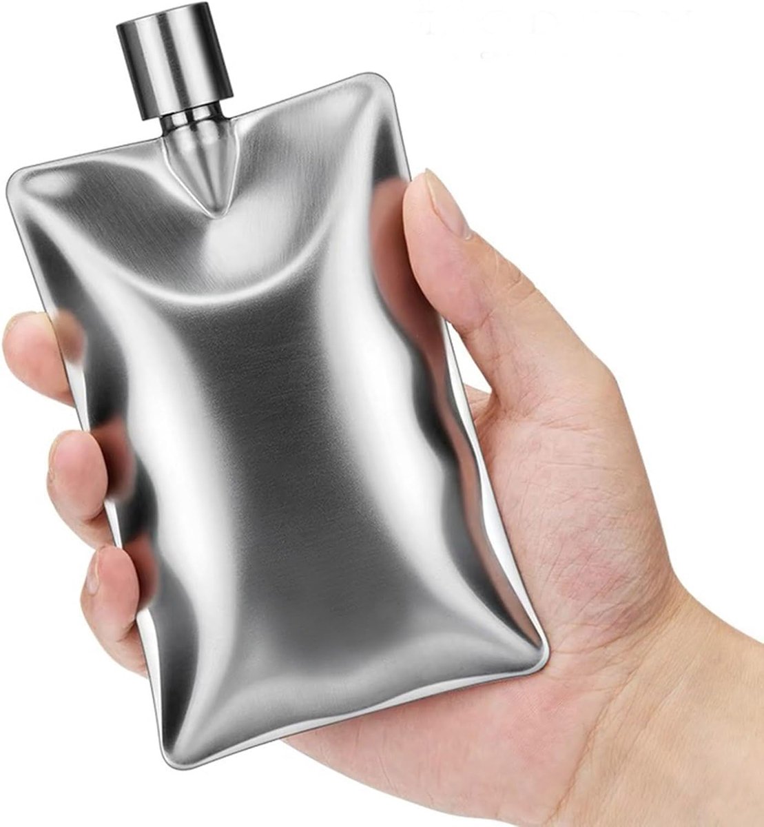 Ulisem - RVS vierkante drankfles - 6 oz roestvrijstalen zakflacon - Lekvrij schroefdop voor onderweg - Compact en lichtgewicht - Past in broekzak en tas - Voor outdoor, wandelen en kamperen - Eenvoudig te vullen - Zilver