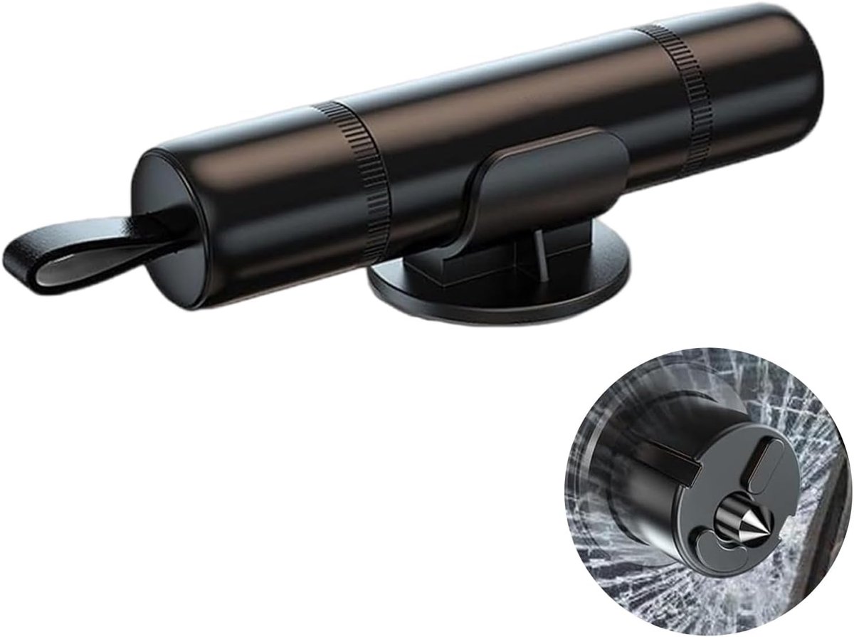 SnelShoppen - 2-in-1 Noodhamer Auto met Snijder - Veiligheids Hammer voor Auto, Tungstenen Staal, Zwart, Essentieel voor Noodgevallen