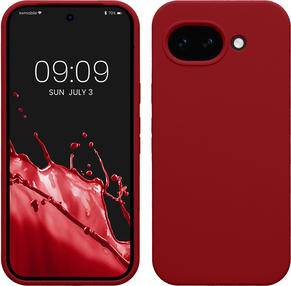 kwmobile telefoonhoesje geschikt voor Google Pixel 10a - Hoesje met siliconen coating - Smartphone case in rabarber rood