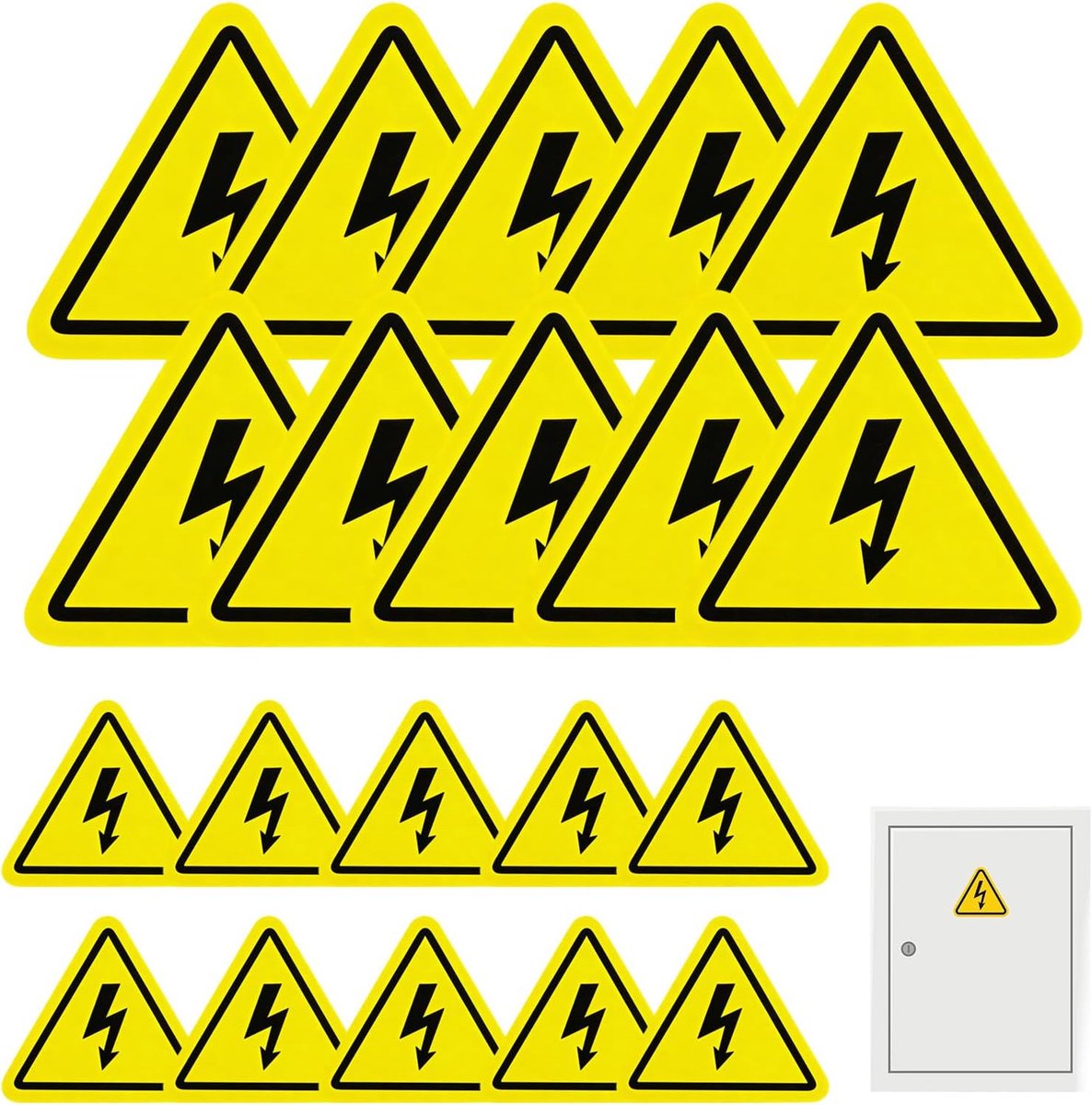 SnelShoppen - Pack van 20 Elektrische Waarschuwingsstickers Geel Driehoek Zelfklevend Weerbestendig Veiligheidsstickers voor Controlekasten en Elektri