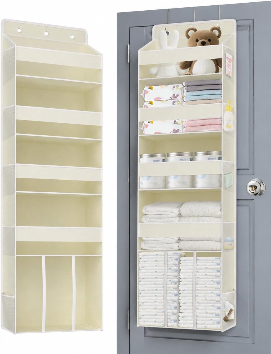 SnelShoppen - Hanging Organizer Deur Beige - Multifunctionele Opbergoplossing voor Keuken, Badkamer, Kantoor, en Kinderen - Ruimtebesparend, Duurzaam
