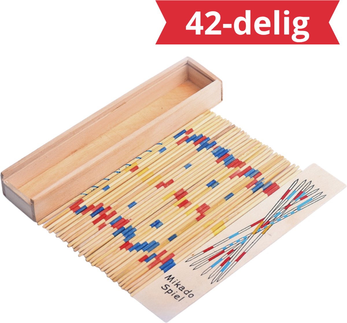 Mikado Spel - Houten Mikado Game - Luxe edition - 42-delig - in houten kistje - met spelregels - 20CM - Spel Houten Stokjes - Gezelschapsspel