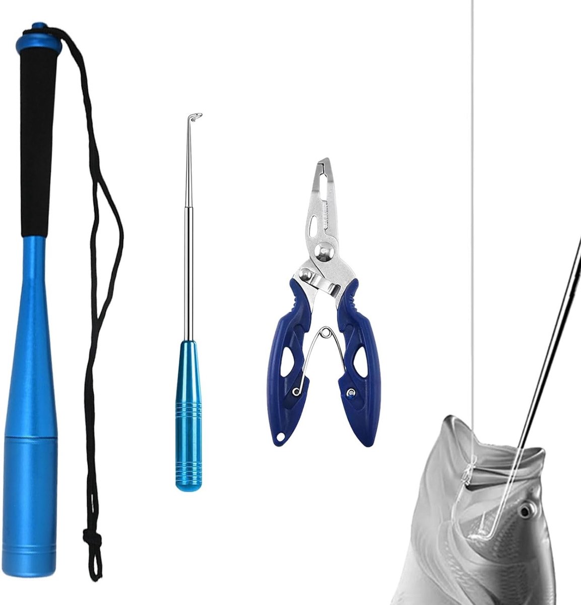 3-delige Visdoder Set, 24.5 cm Aluminium Visdoder, Haakopener en Vissersaccessoires voor Beginners, Multifunctionele Visserstangen voor Haakverwijdering en Koordsnijden
