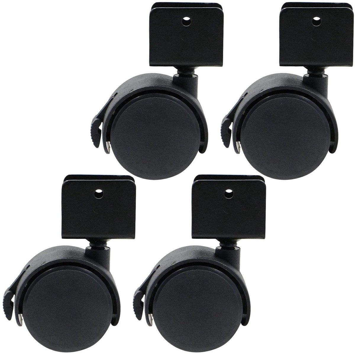 Zwenkwielen met Rem 50mm - Zware Duurzame Rubber Wielen voor Meubels, Set van 4 voor Stoelen en Tafels
