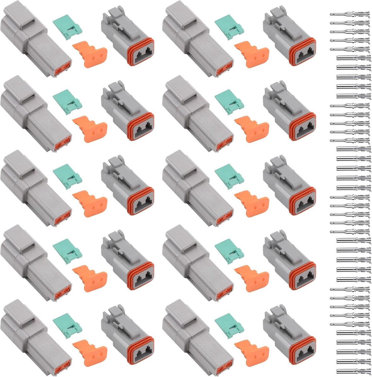 SnelShoppen - DT Plug Kit, 10 Sets Waterdichte Elektrische Verbindingen 2 Pool, DT Connectors Waterdicht, DT06-2S/DT04-2P DT Stekkerverbindingen voor