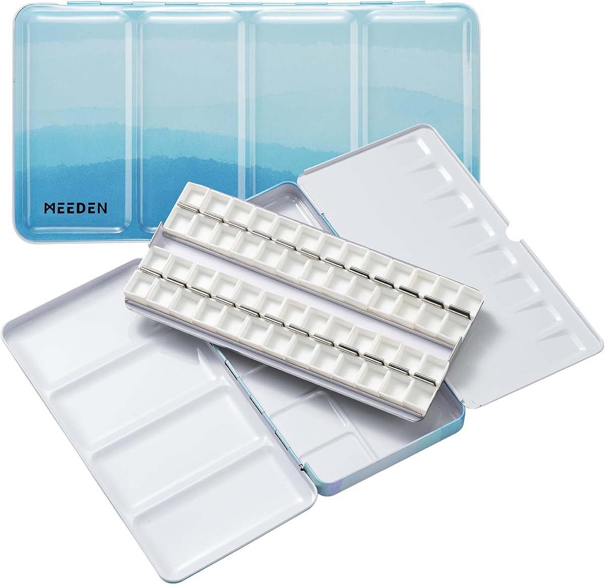 SnelShoppen - Portable Watercolor Palette Set 48 Half Pan Metalen Verfdoos met Deksel - Blauw, Ideaal voor Volwassenen, Reizen, Schilderen, Creatieve