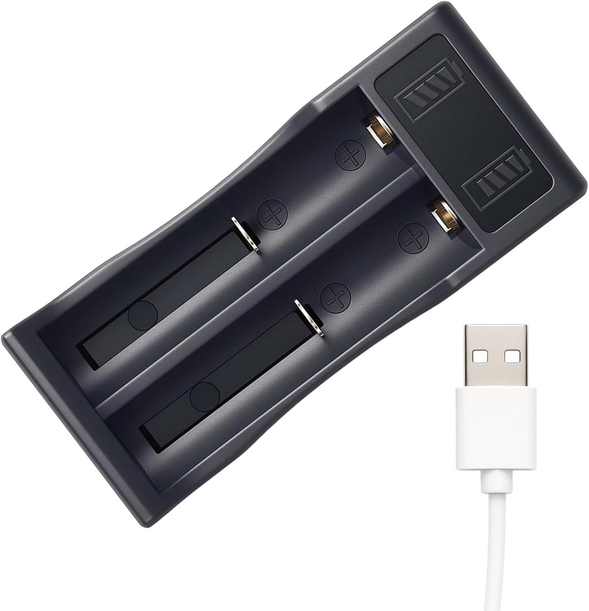18650 batterijoplader met 2 sleuven - universeel voor Li-Ion en AA/AAA - intelligent opladen - ShopVlot