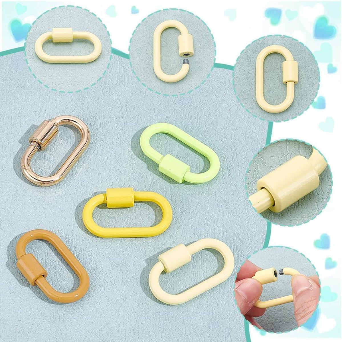 Carabiner Slot Schroef 5Pcs - Geel - Veilig vergrendelmechanisme - Perfect voor outdoor activiteiten - ShopVlot