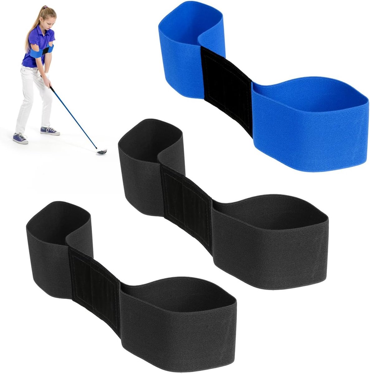Golf Hand Correctie Bands - 35x7 cm - Zwart en Blauw - Verbeter je swinghouding - ShopVlot