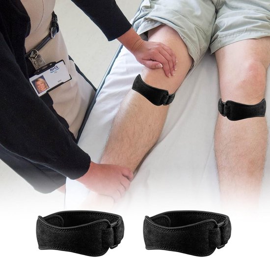 Kniebandage set van 2, zwart, schokabsorberend, verstelbaar voor sport en outdoor activiteiten, stabilisatie en ondersteuning voor knieën tijdens bergwandelen en andere sporten — afbeelding 4
