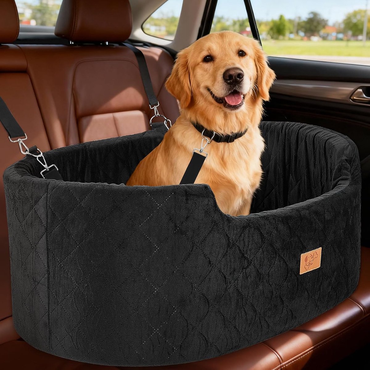 Hond autostoel middel/groot - rond - comfortabele bekleding - veilig reizen voor uw hond - ShopVlot