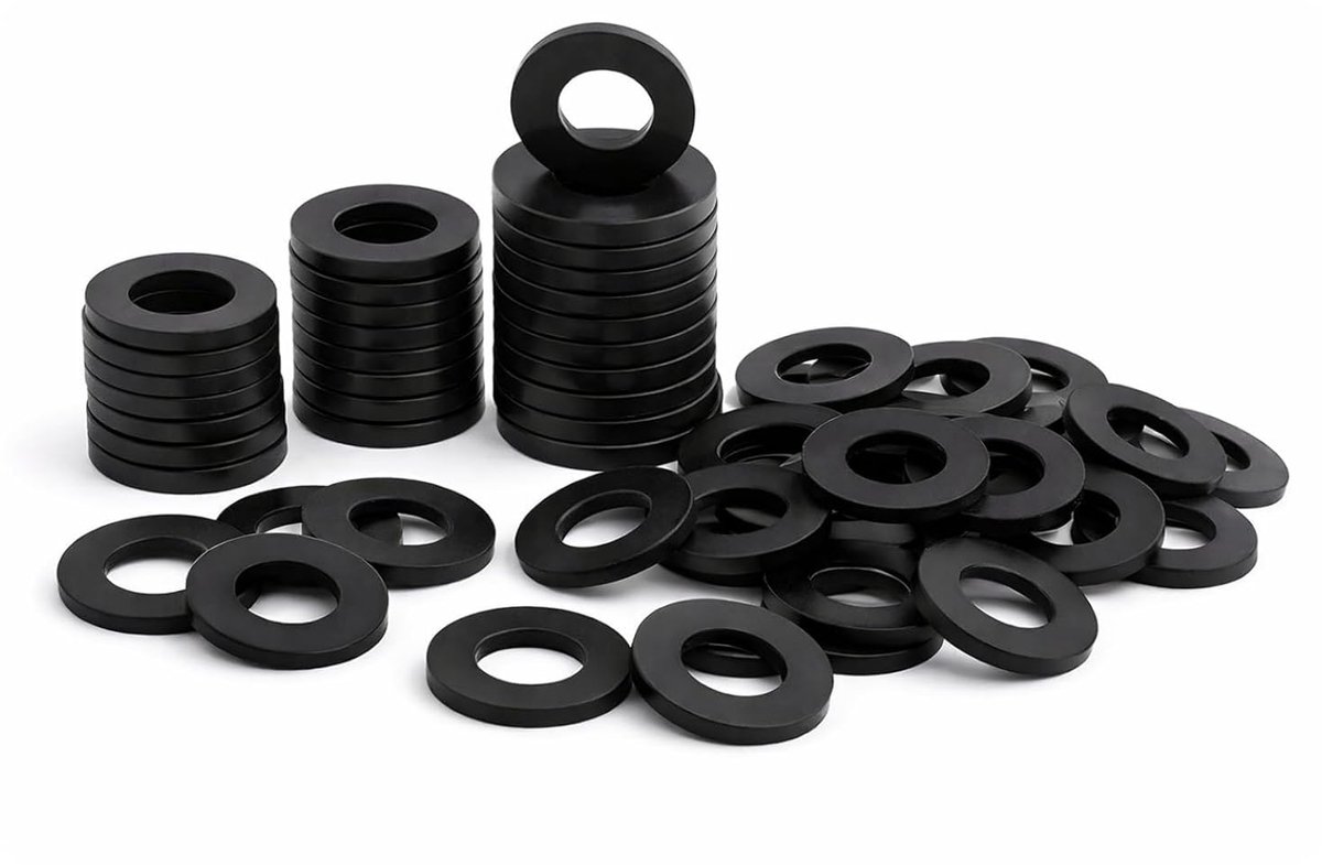 M6 rubber washers - zwart - vlakke ringen - duurzaam alternatief voor plastic - ShopVlot