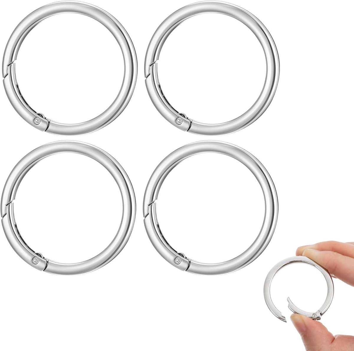 Karabijnhaken 31 mm - Zilveren O-ring - Veerring ontwerp - Handig voor sleutels - ShopVlot