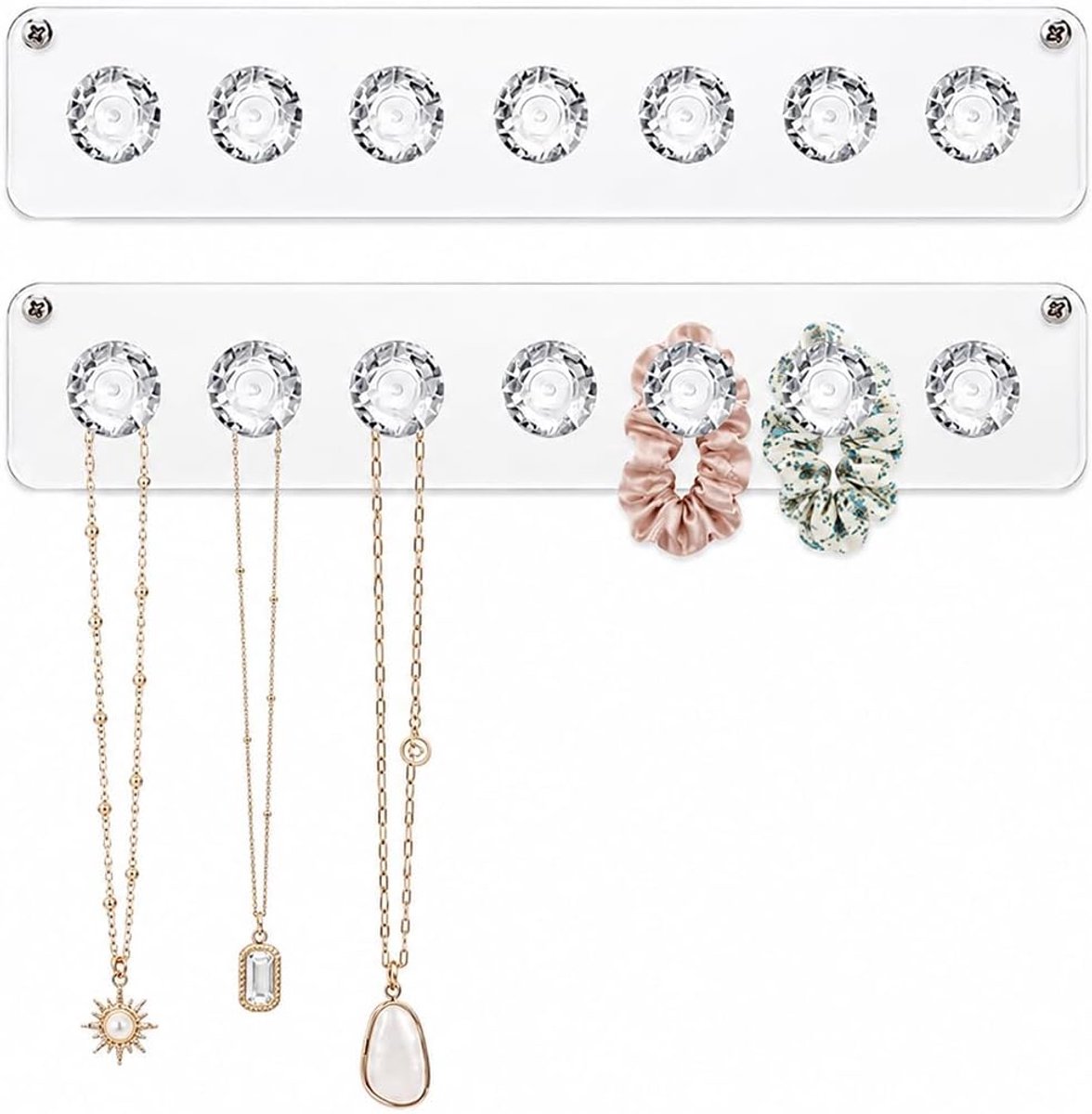 Kettinghouders wandmontage - robuuste sieradenorganizer - gebogen stangendesign - creëert ruimte voor sieraden - ShopVlot