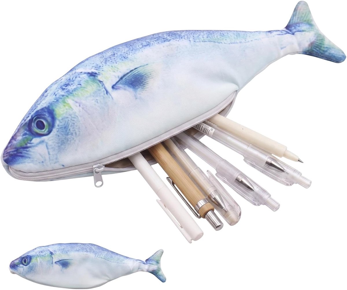 Visetui - realistische blauwe visprint - origineel etui voor pennen - grappig cadeau voor kinderen - ShopVlot