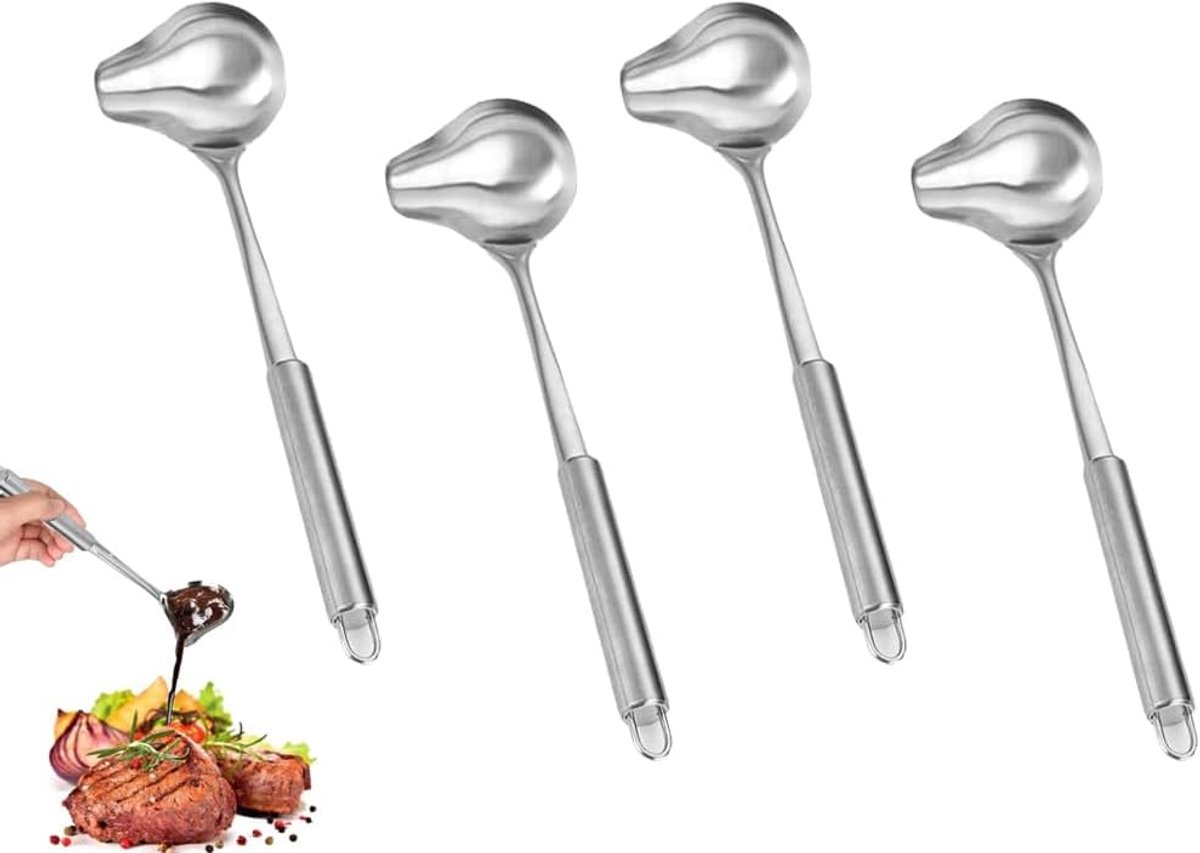 Soeplepel 30,2 cm - roestvrij staal - met tuit - ideaal voor sauzen en dressings - ShopVlot