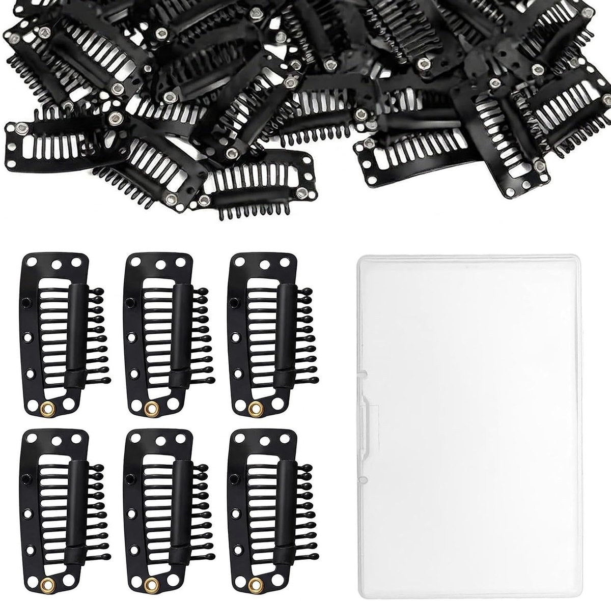 Metalen U-clips 20 stuks - Zwart - 9 tanden - Ideaal voor haarverlenging - ShopVlot