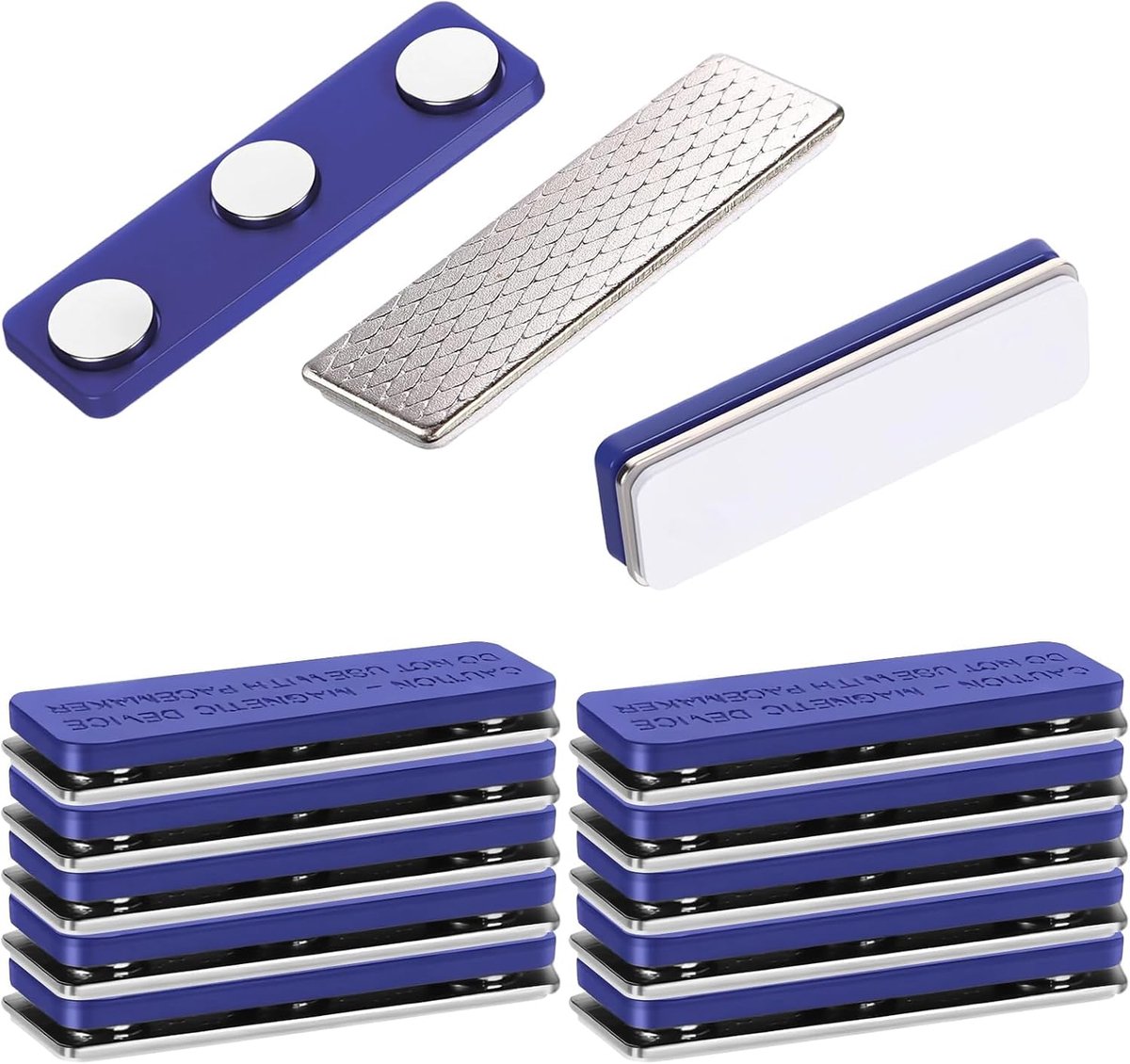 Magnetische Naamplaatjes 10 x 4,5 cm - Zelfklevend Blauw - Met 3-Punts Magneten - Ideaal voor School en Kantoor - ShopVlot