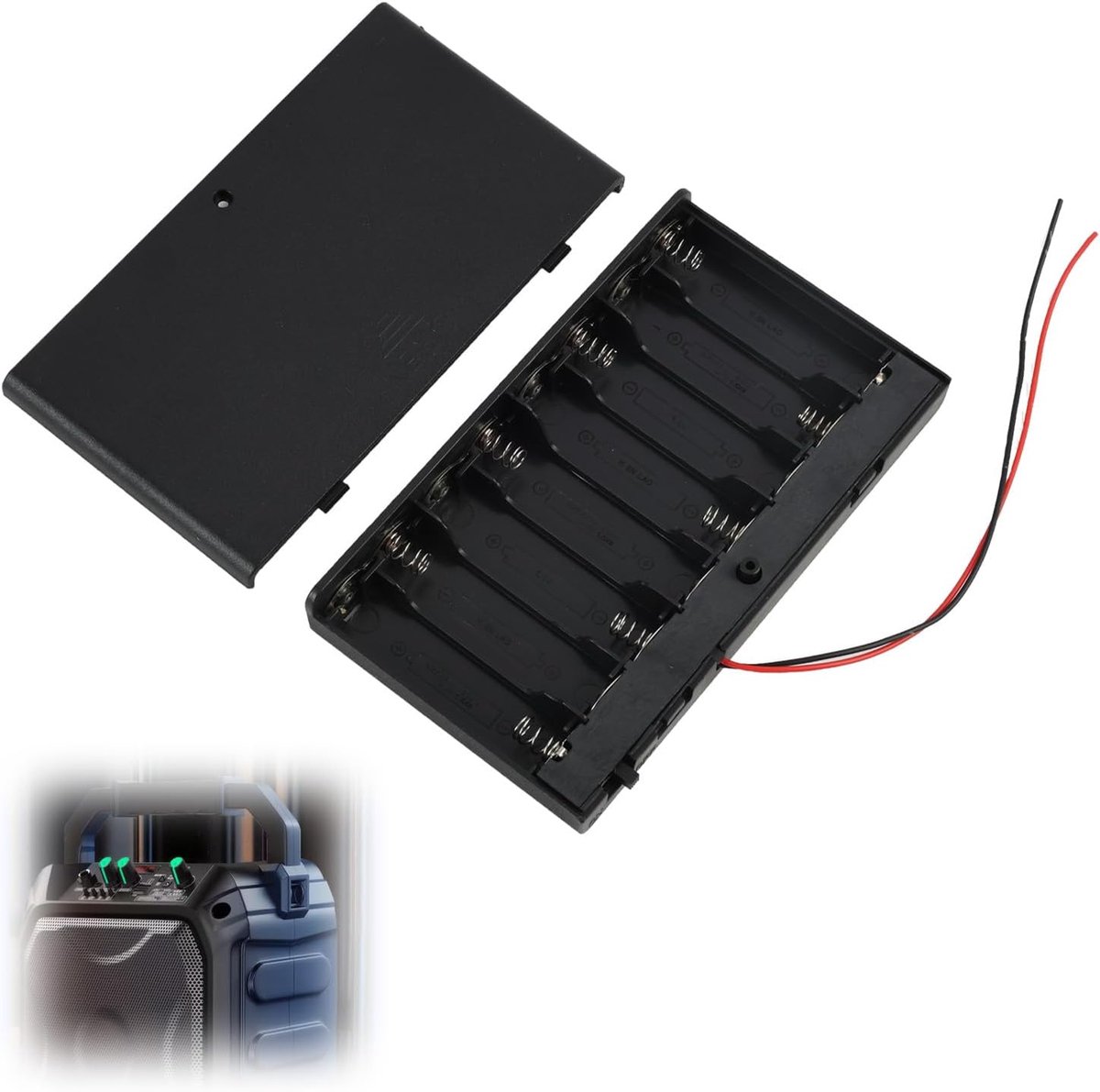 Batterijhouder 12 V voor 8 × AA - ABS opbergbox met aan/uit-schakelaar - praktisch en robuust voor thuisgebruik - ShopVlot