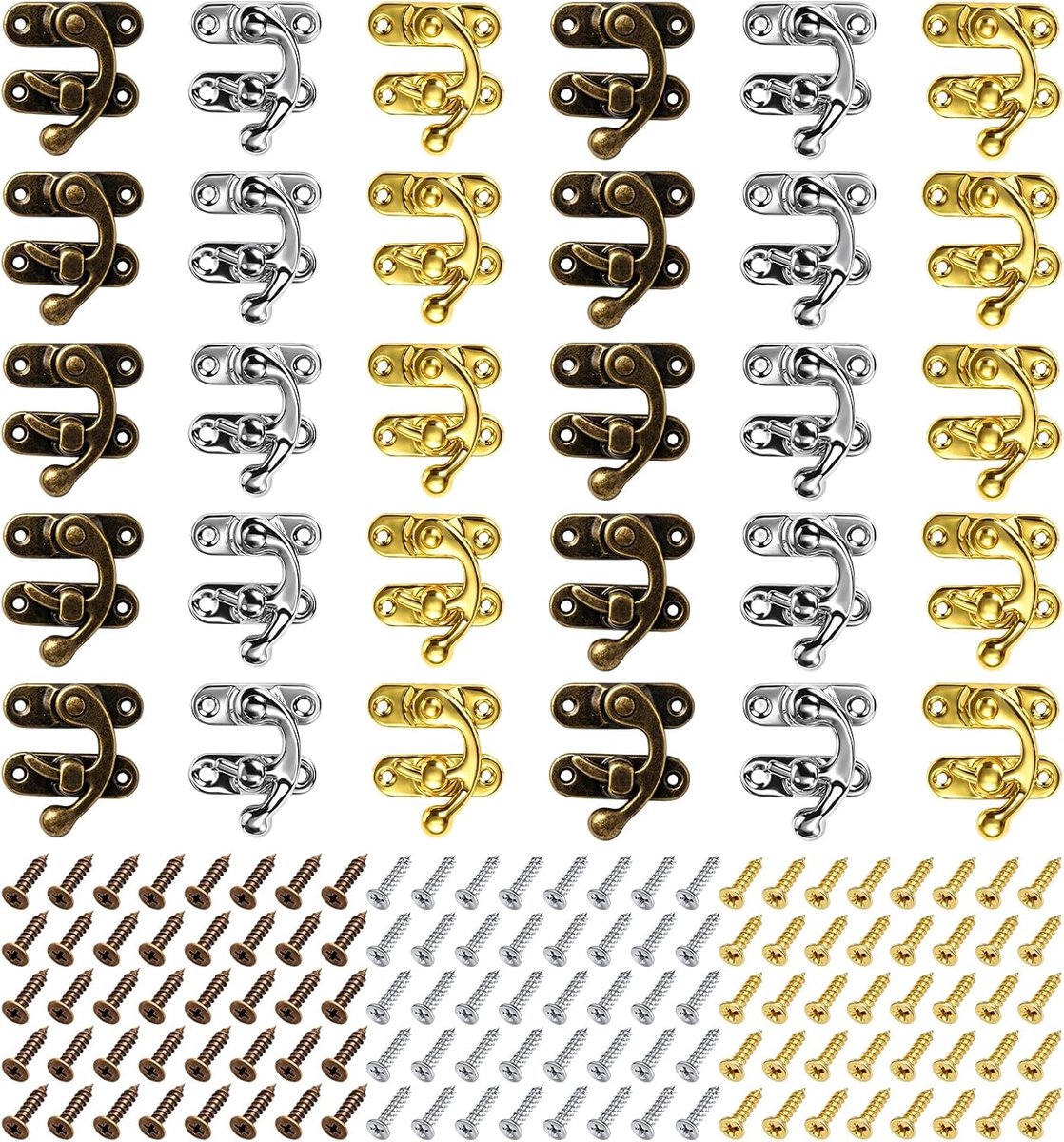Sluitingen 30 stuks - antieke vintage scharnieren - 3 kleuren - ideaal voor decoratieve kisten - ShopVlot