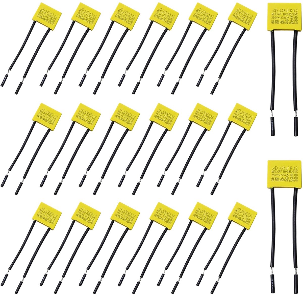 LED interferentiecondensator 0.22 uF - 275 V X2 - radiale veilgheidscondensatoren - ShopVlot