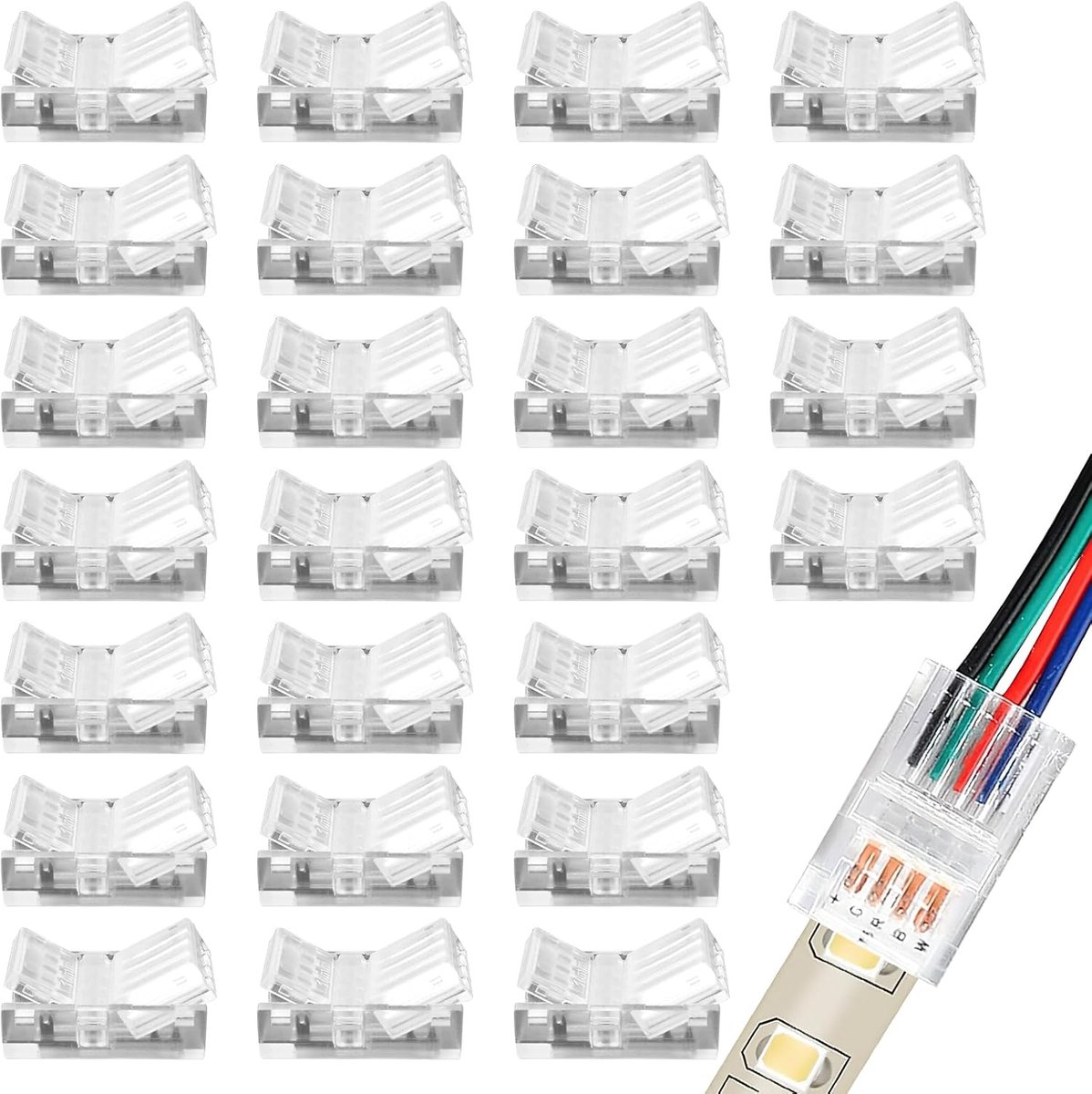 Led-lampstekker 4-polig 10 mm - COB-ledstripconnector - splijtvrije aansluiting - eenvoudig te installeren - ShopVlot
