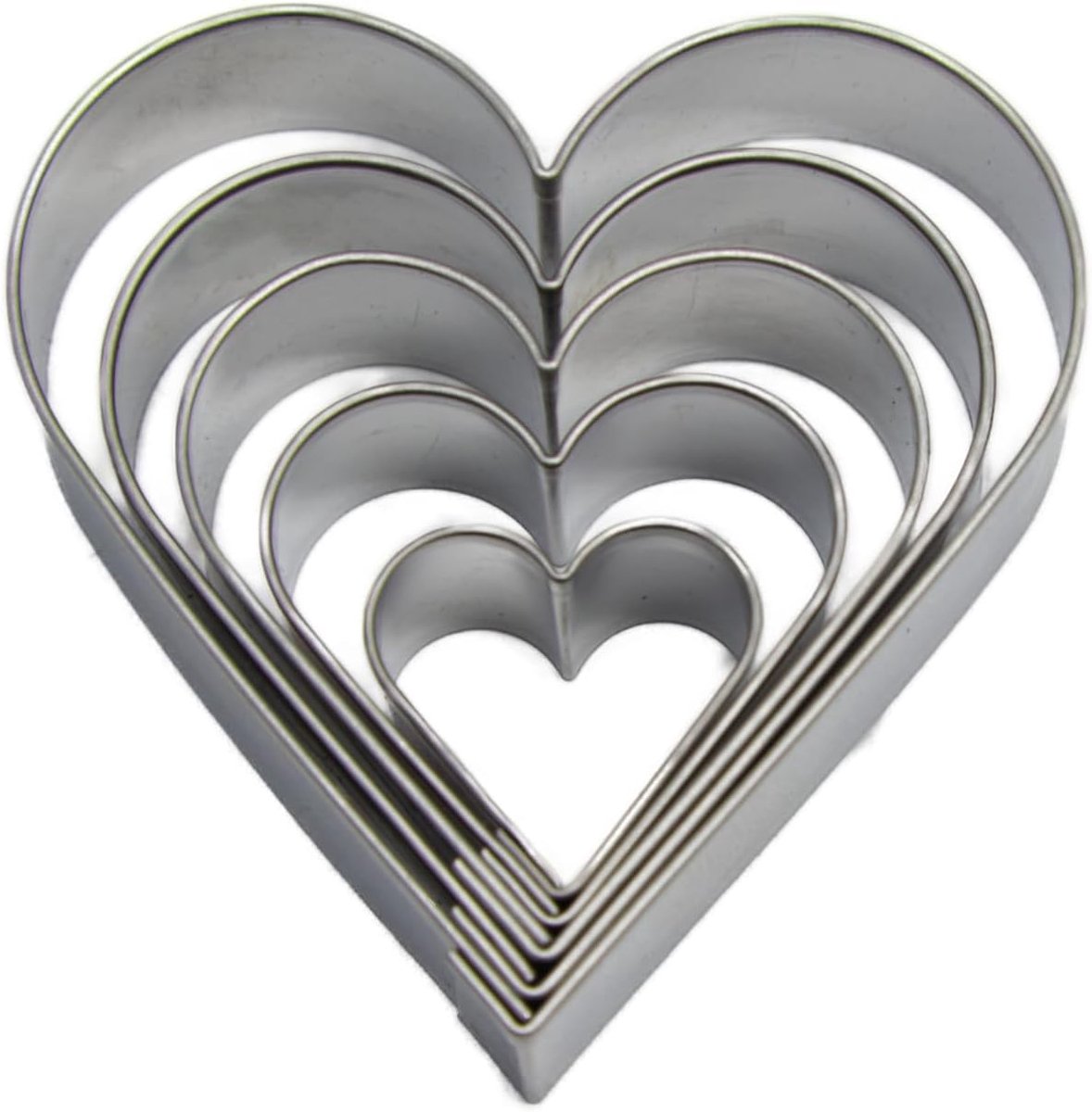 BekkiB - Set of 5 cookie cutters "Heart" - 5 sizes - Dishwasher safe cookie cutters made of stainless steel - ShopVlot
