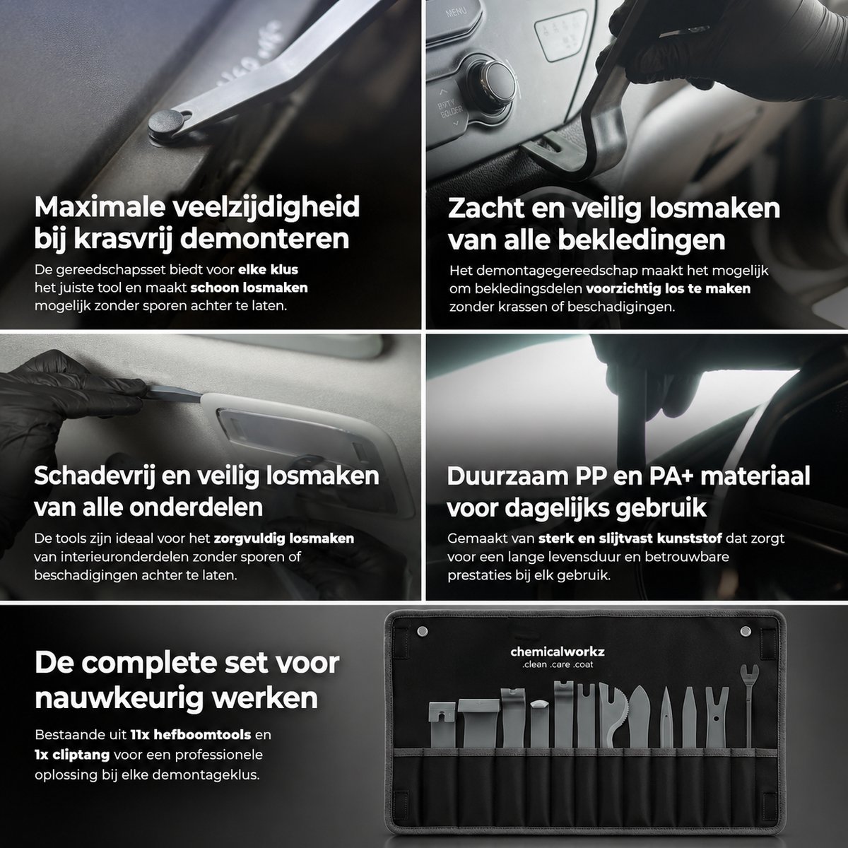 ChemicalWorkz® - Mounting Wedges - Demontagegereedschap Voor Bekleding en Sierlijsten - 12-delig