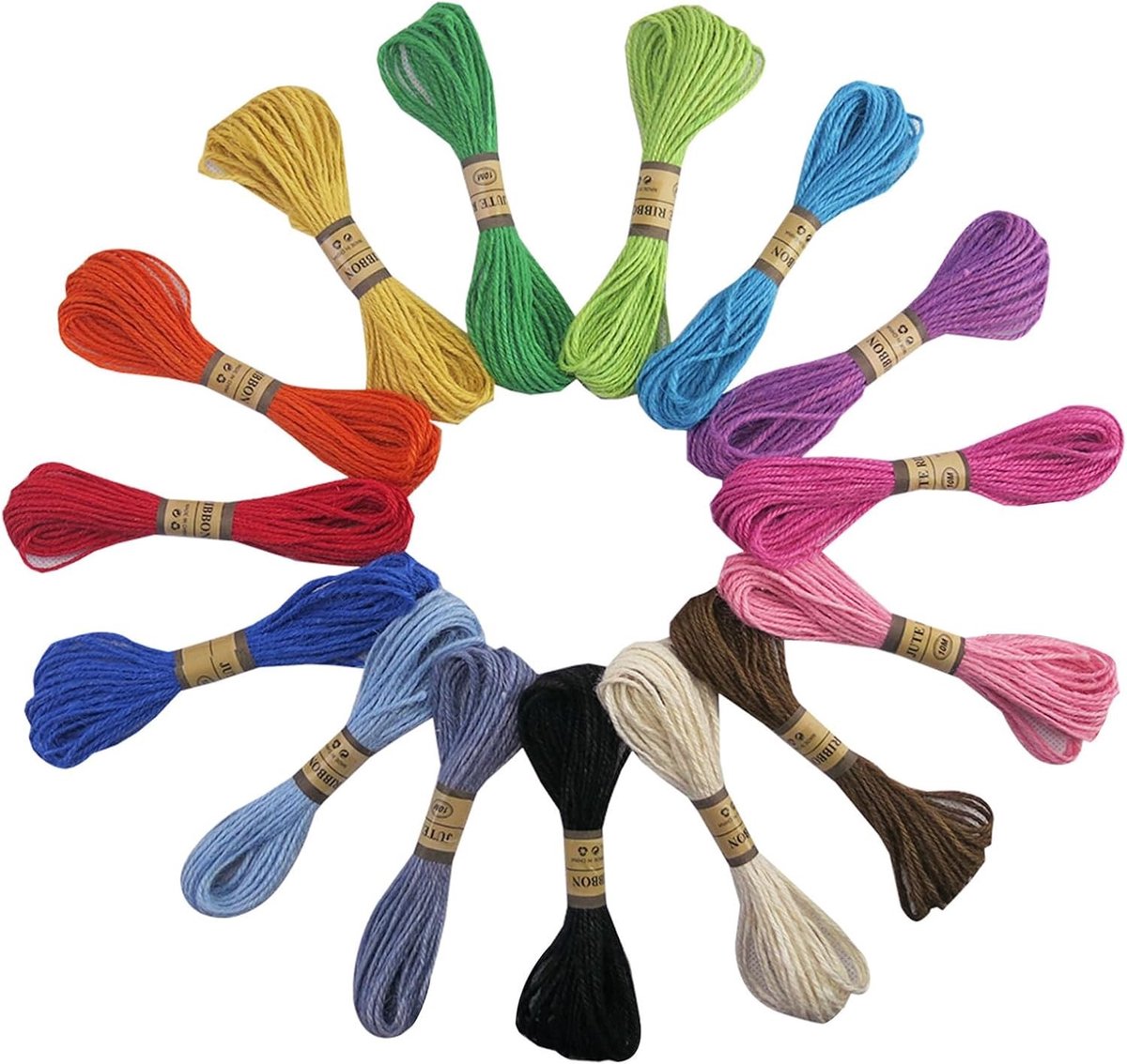 Natuurlijke Jute Touw voor Creatieve Projecten, Kleurrijk Weef Touw voor Kerstdecoraties, Schoenaccessoires en Hoedversieringen