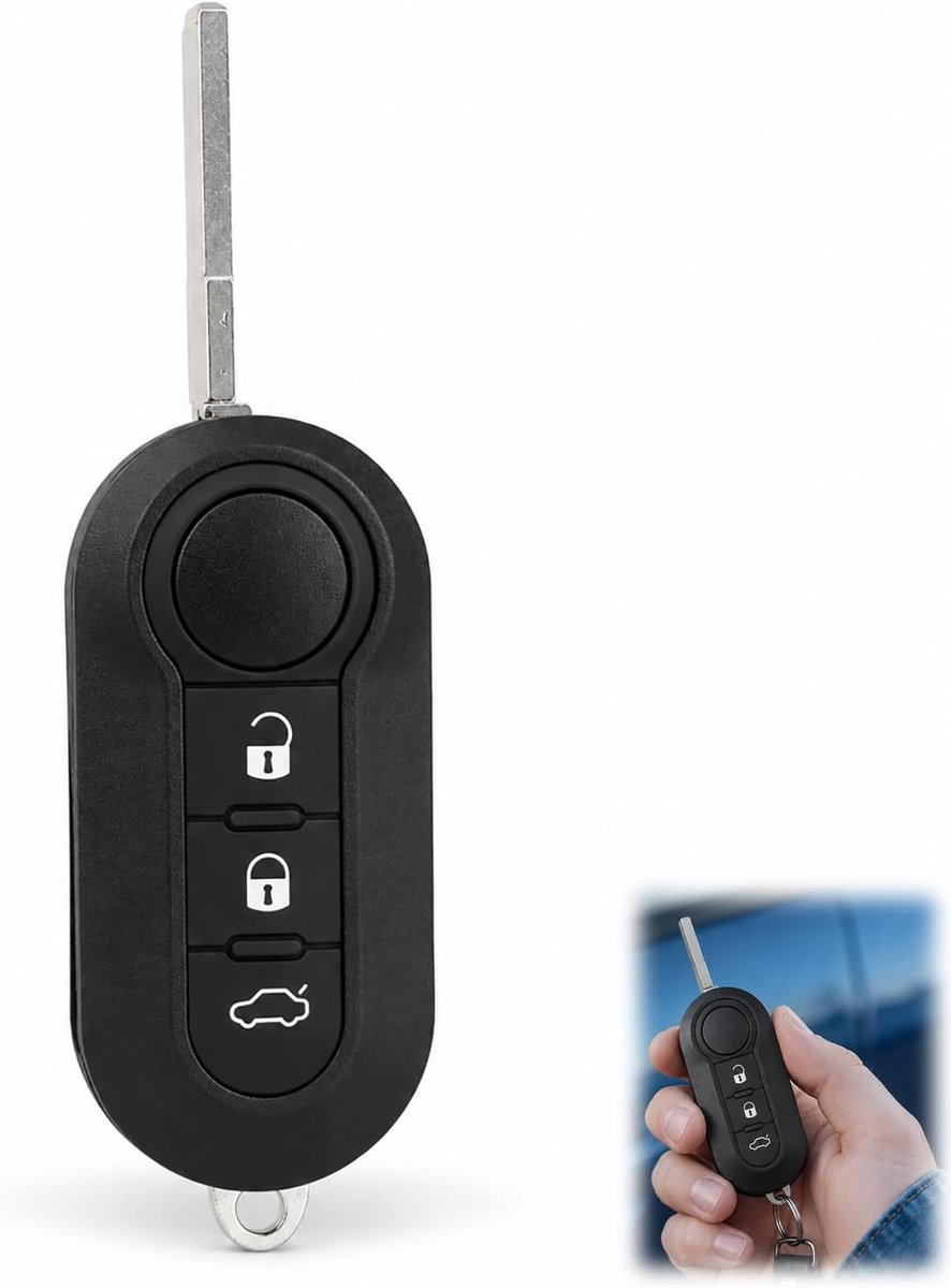 Key Case with 3 Keys for Fiat 500, 500L, 500C, Ducato, Doblo, Panda, Grande Punto, Evo, Bravo, Fiorino, Qubo, Scudo - ShopVlot