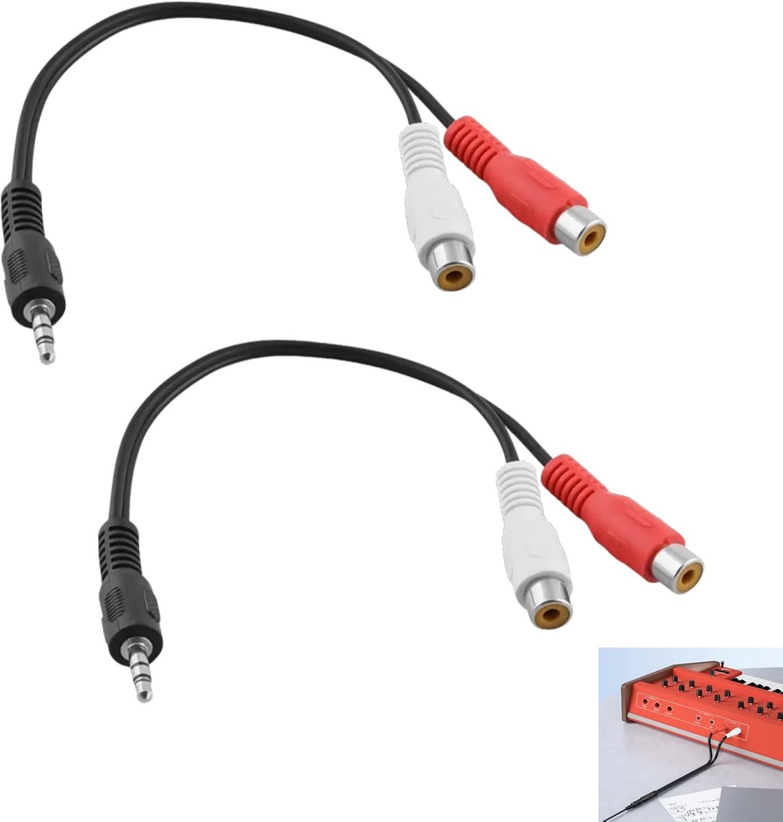 2pcs Stereo RCA to 3.5mm Jack Plug, Converter 2 x RCA Jack to Male Jack Plug, Hi-Fi Audio Cable, High Hi-Fi Audio - ShopVlot