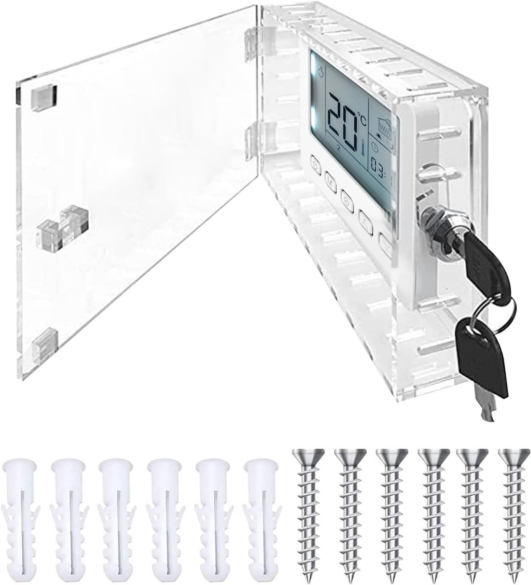 Qivine Universal Thermostat Lockbox with Key - Transparent Acrylic Closet for Homes, Offices, Churches, Schools - ShopVlot