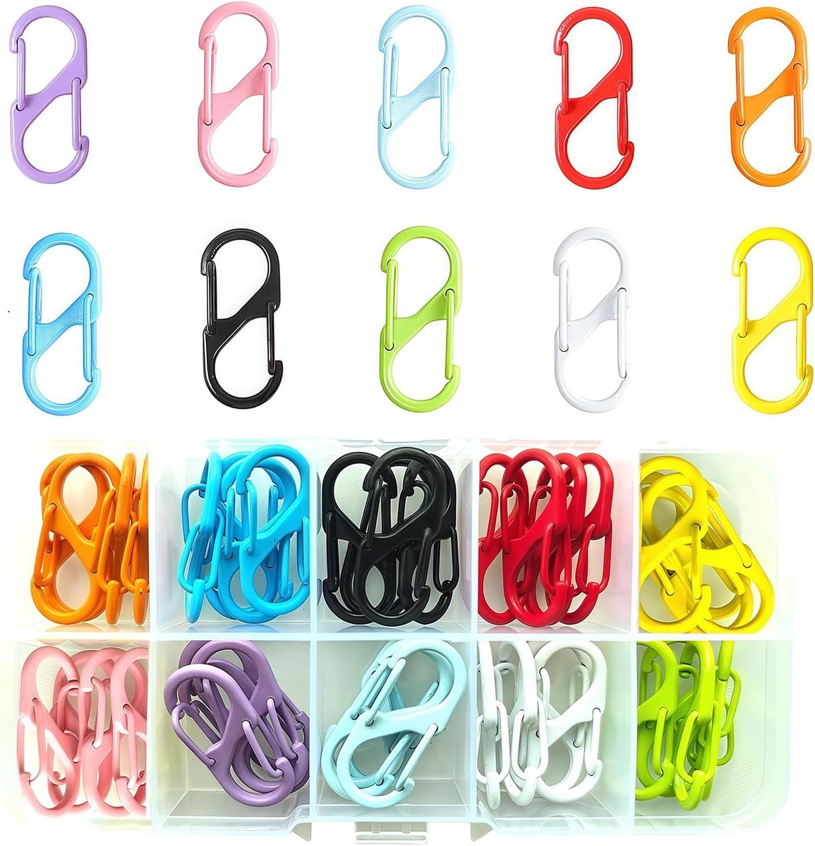 40 Pcs Multifunctional S-Shaped Carabiner 30mm Mini Carabiner Key Chain Small Keychain with Double Spring Opening S - ShopVlot
