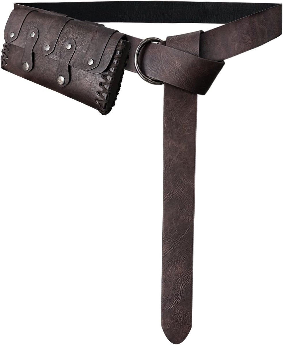 HiiFeuer Medieval Faux Leather Belt Bag with O-Ring Strap, Renaissance Cosplay Belt Bag, Portable Phone Bag for Ren - ShopVlot