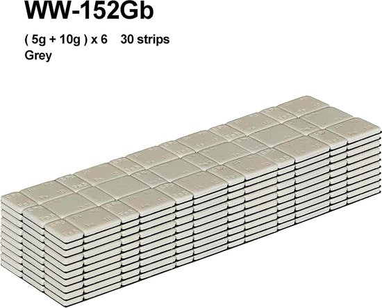 WW-152Gb (5g+10g) x 6 Self Adhesive Stick-on Wheel Weight Soft Style 30 Strips - ShopVlot — afbeelding 2