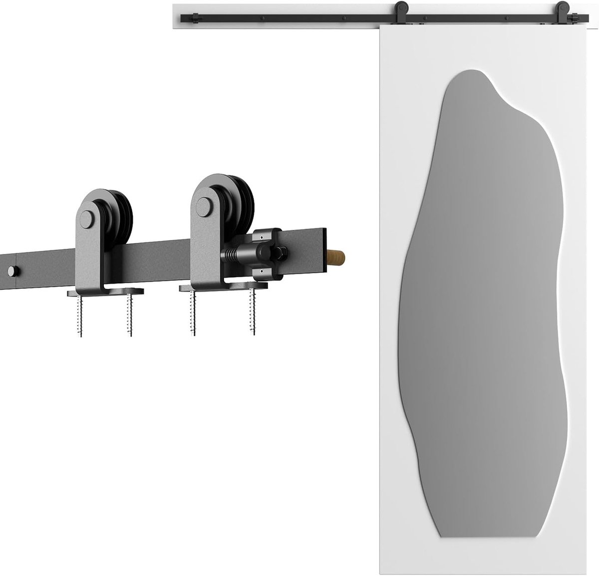 WOLFBIRD 5.5ft/1.6m sliding door rail, wall mounted kit, sliding door guide system with wheels and rails suitable for - ShopVlot