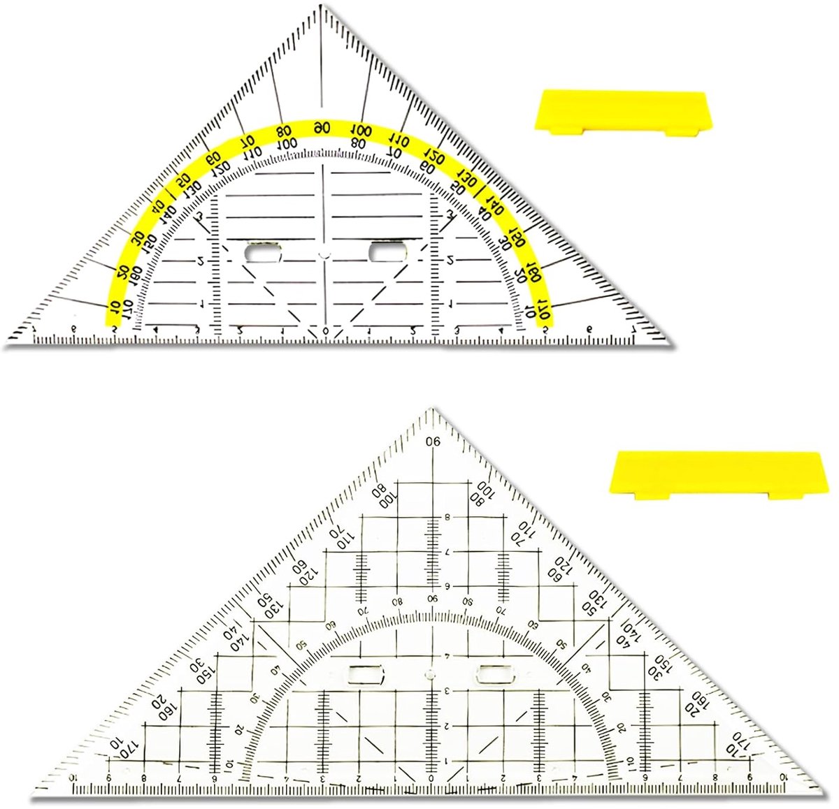 Kluz Multifunctional School Corner Plastic Transparent 2 Sizes with Removable Handle, Ruler, Protractor and Triangle - ShopVlot