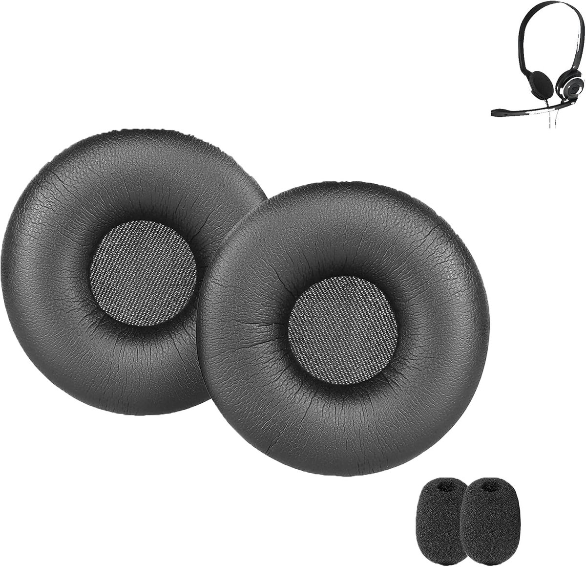 Replacement Ear Cushion Cases Compatible with Sennheiser PC 8 PC8 USB On-Ear Zestaw słuchawkowy with Protein Leather - ShopVlot