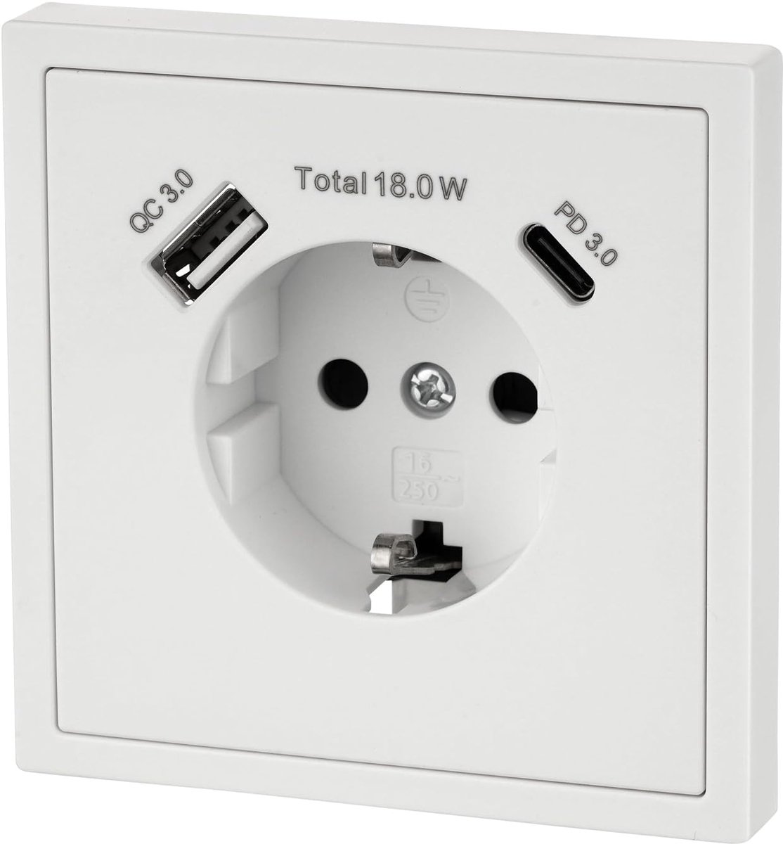 Inbouwdesign stopcontact, USB-A, USB-C, snellaadfunctie, All-in-One, serie V11, wit - ShopVlot